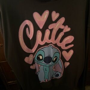 H&M Black Hoodie with Pink and Blue Graphic